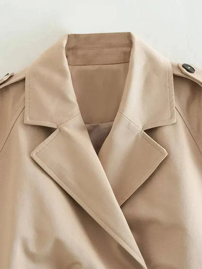Damen Trenchcoat aus Baumwollmix mit Cropped-Schnitt und Reverskragen