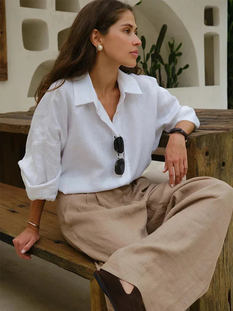 Damen Bluse Leinen Elegant – Luftig & Stilvoll