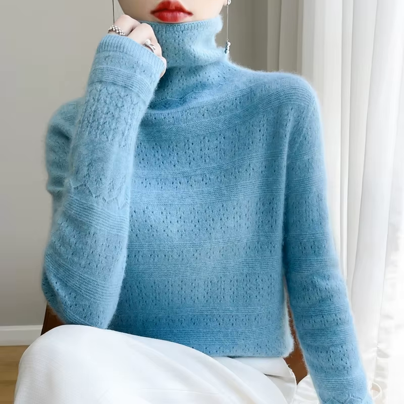 PULLOVER MIT STEHKRAGEN AUS 100% REINER WOLLE