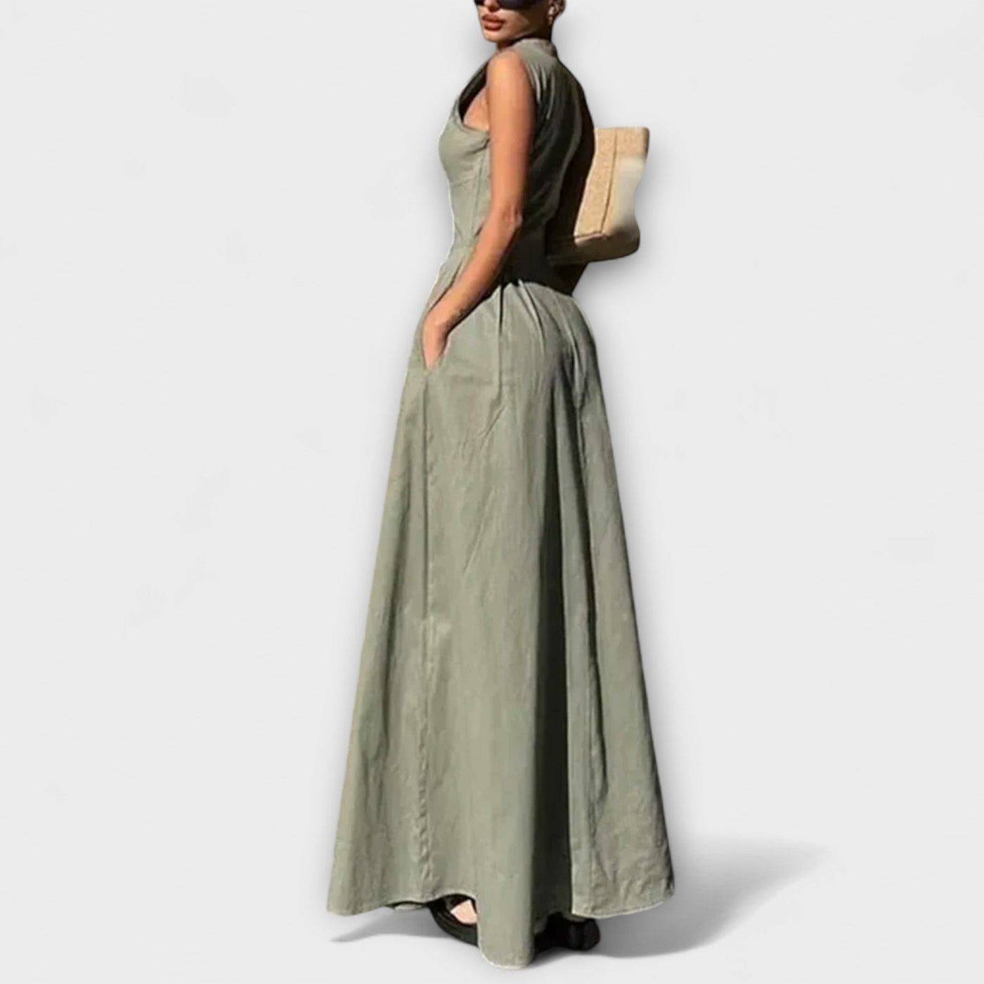 Ärmelloses Plissiertes Midikleid im Bodycon-Stil