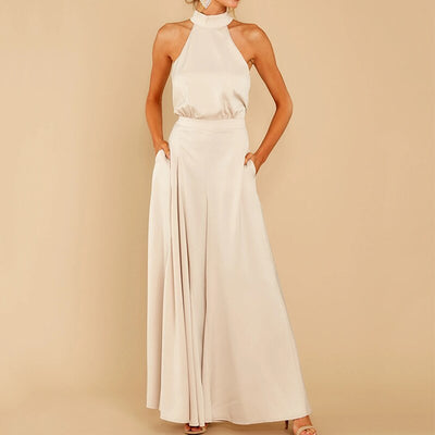 Damen-Jumpsuit mit Neckholder und weitem Bein