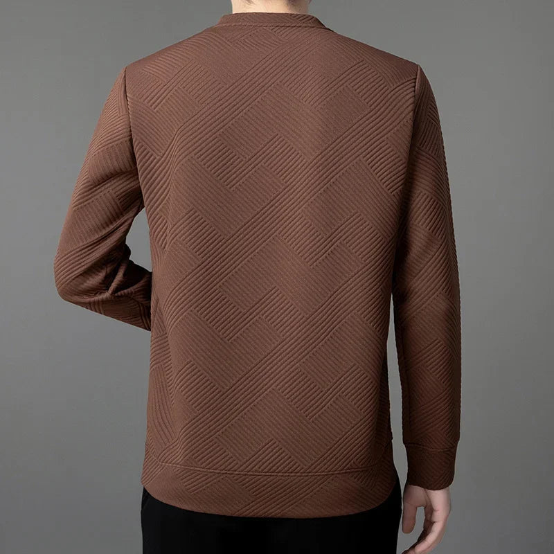 Stefan | Geometrisch gemusterte Comfort Herren Jacquard Crewneck T-Shirts