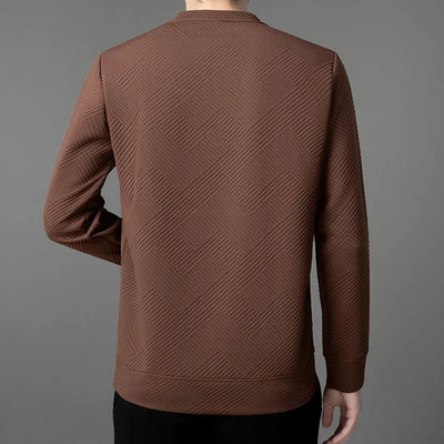 Stefan | Geometrisch gemusterte Comfort Herren Jacquard Crewneck T-Shirts