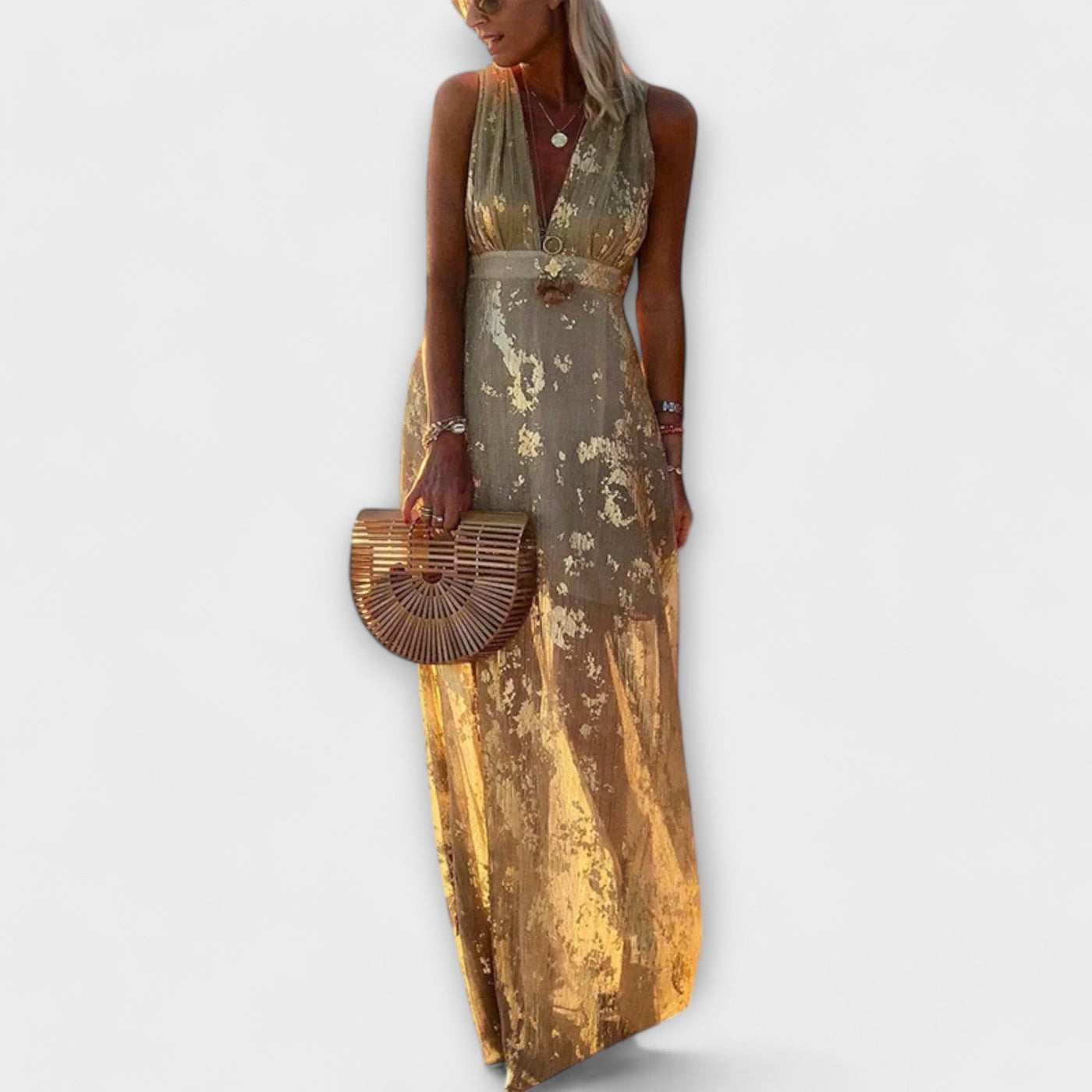 Almera – Leichtes Maxikleid mit goldenen Reflexen