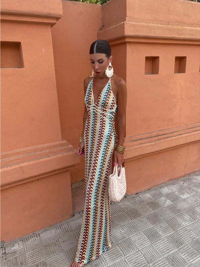 Myrren – Atemberaubendes Neckholder-Maxikleid im Boho-Chic