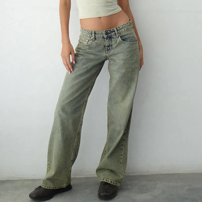 Damen-Weitbein-Jeans im Vintage-Look