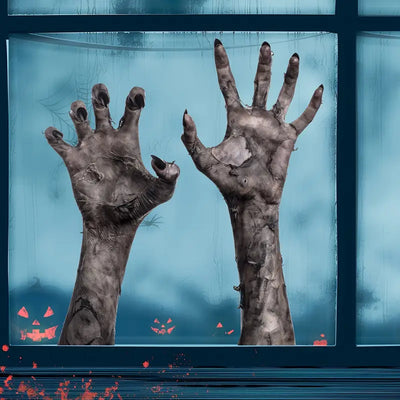 Gruselige Zombiehand-Wandaufkleber für Halloween – Fensterdekoration aus mattem PVC
