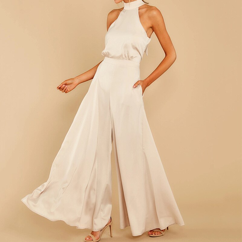 Damen-Jumpsuit mit Neckholder und weitem Bein