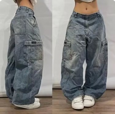 Damen Jeans – Baumwolle – Baggy Streetwear Stil – Weite Passform