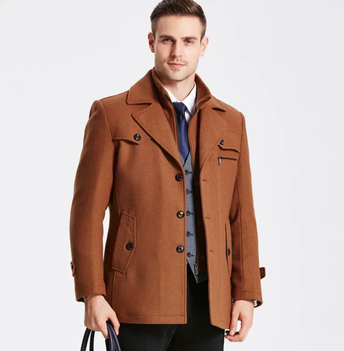 Cillian | Eleganter Herrenmantel mit Innenkragen aus Mischgewebe