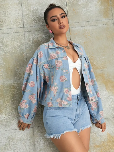 Moxie - jeansjacke mit blumenmuster