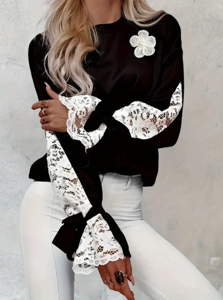 Taft – stylische spitzenbluse mit floralem muster