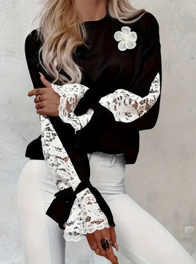 Taft – stylische spitzenbluse mit floralem muster