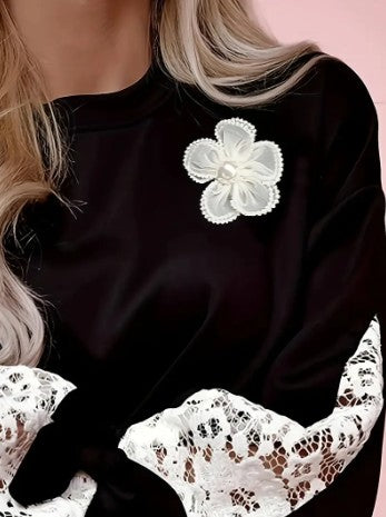 Taft – stylische spitzenbluse mit floralem muster