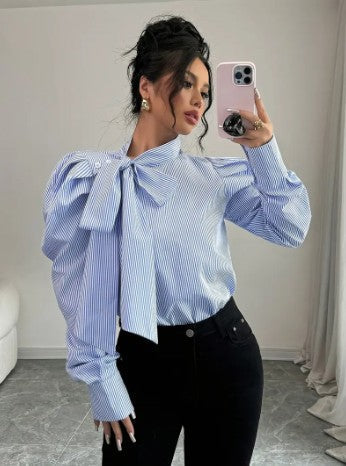 Kornelia – elegante oversized baumwollbluse mit chleife