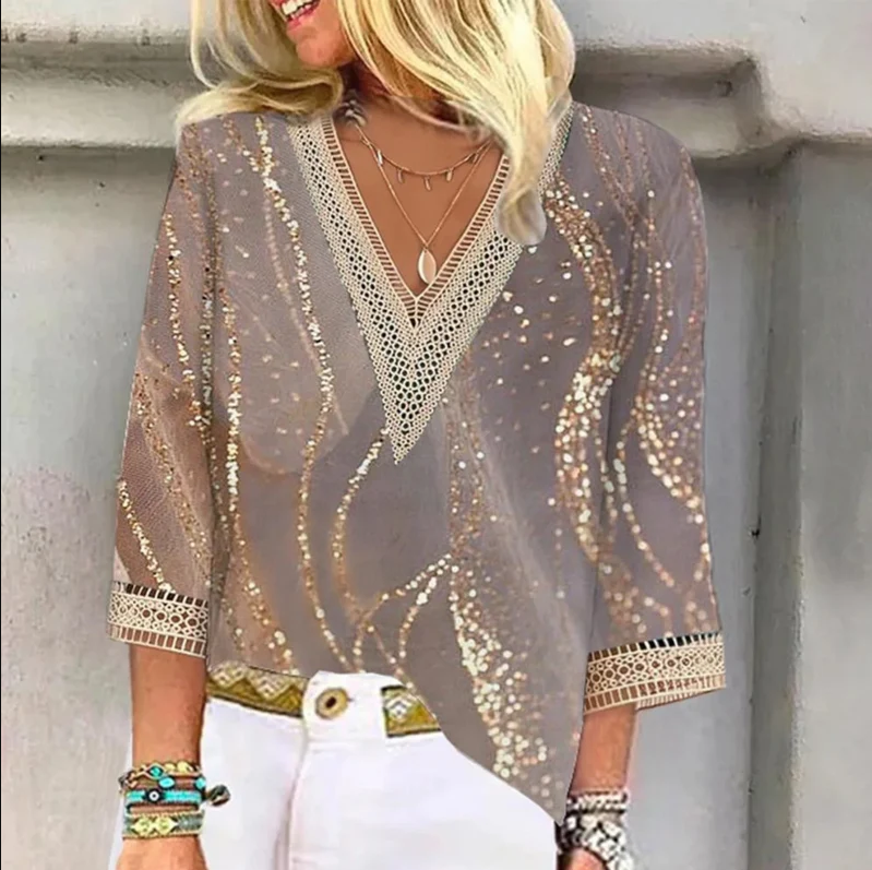 Holly - modische bluse mit v-ausschnitt für damen