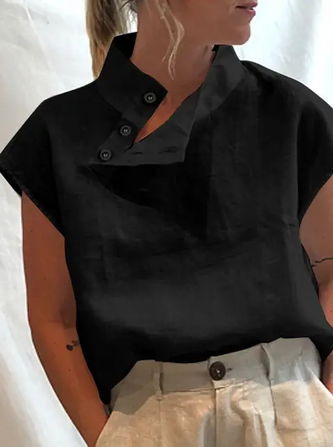 Elea – elegante kurzarmbluse aus baumwolle und leinen