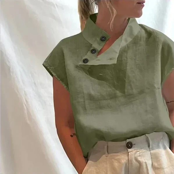 Elea – elegante kurzarmbluse aus baumwolle und leinen