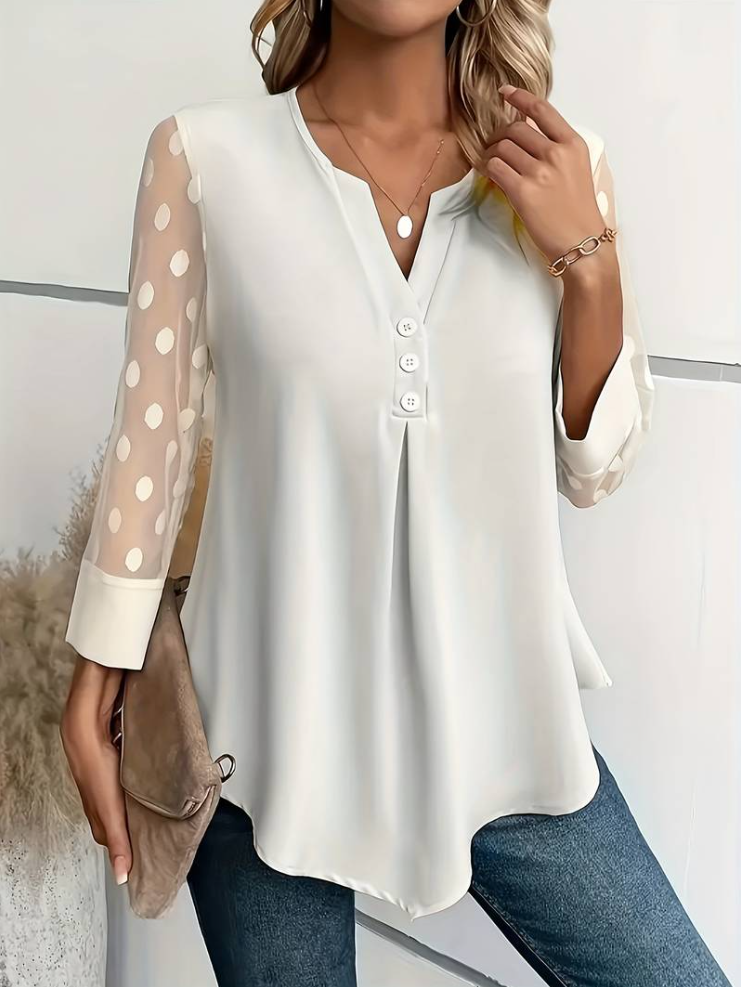 Amalia – strickbluse für damen mit v-ausschnitt und knopfverschluss