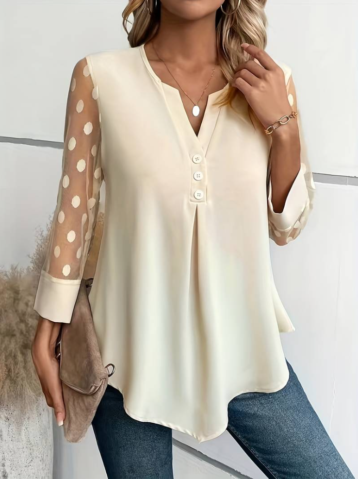 Amalia – strickbluse für damen mit v-ausschnitt und knopfverschluss