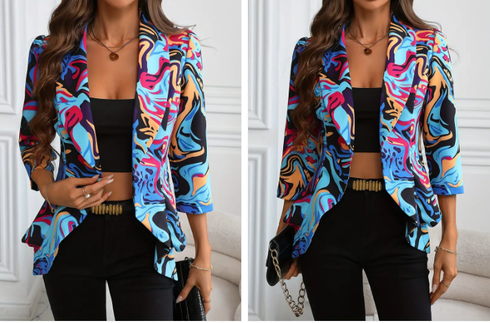 Susannah - lebhafter blazer mit abstraktem aufdruck