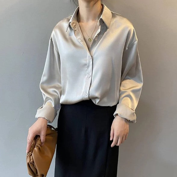 Airlea - elegante langärmelige satinbluse