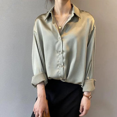 Airlea - elegante langärmelige satinbluse