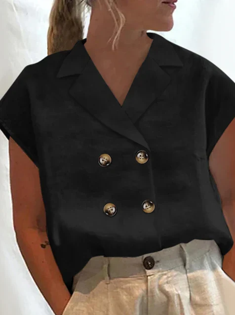 Elea – elegante kurzarmbluse aus baumwolle und leinen