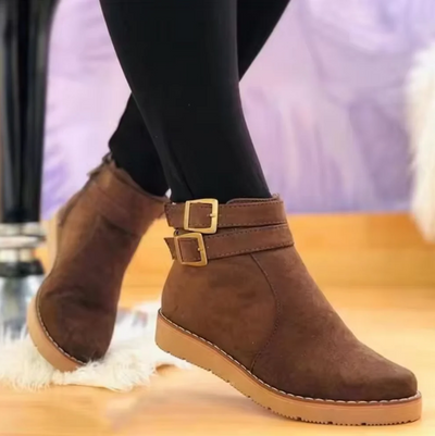Blanche – vintage-stiefel mit schnallenriemen