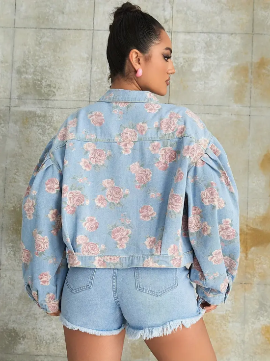 Moxie - jeansjacke mit blumenmuster