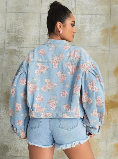 Moxie - jeansjacke mit blumenmuster