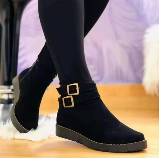 Blanche – vintage-stiefel mit schnallenriemen