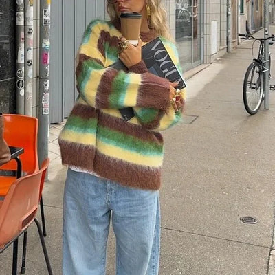 Mikah | Damen Gestreifter Strickpullover