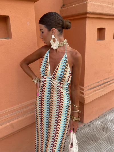 Myrren – Atemberaubendes Neckholder-Maxikleid im Boho-Chic