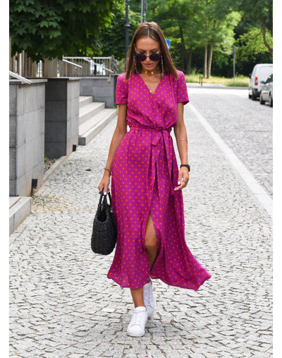 Freya | Auffälliges Midi-Kleid mit Blumenmuster und Taillengürtel