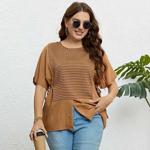 Melba – gestreiftes sommer-t-shirt mit kreativer geknoteter grafik