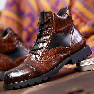 DANE FERRARA CROC LEATHER BOOTS