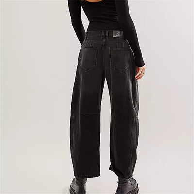 Damen-Baggy-Jeans mit elastischem Beinabschluss