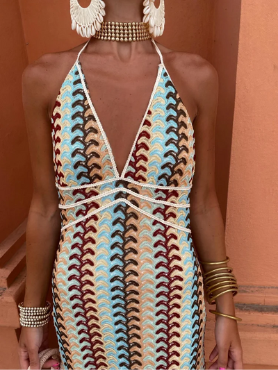 Myrren – Atemberaubendes Neckholder-Maxikleid im Boho-Chic