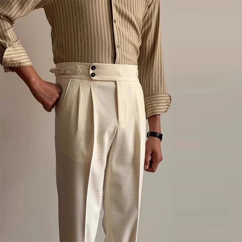 Peter | Elegante Two-Waist Knopfleiste Herrenhose mit hoher Taille