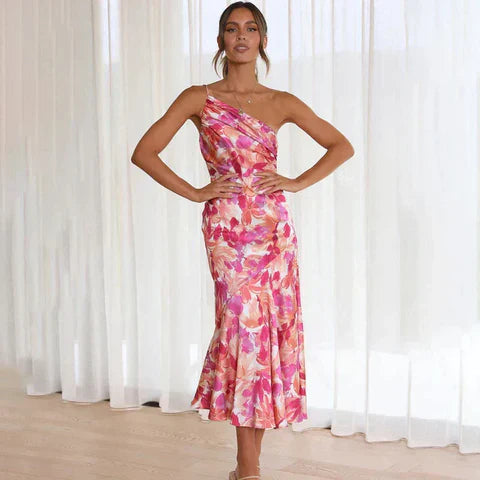 Felisha – Atemberaubendes One-Shoulder-Kleid mit Blumenmuster