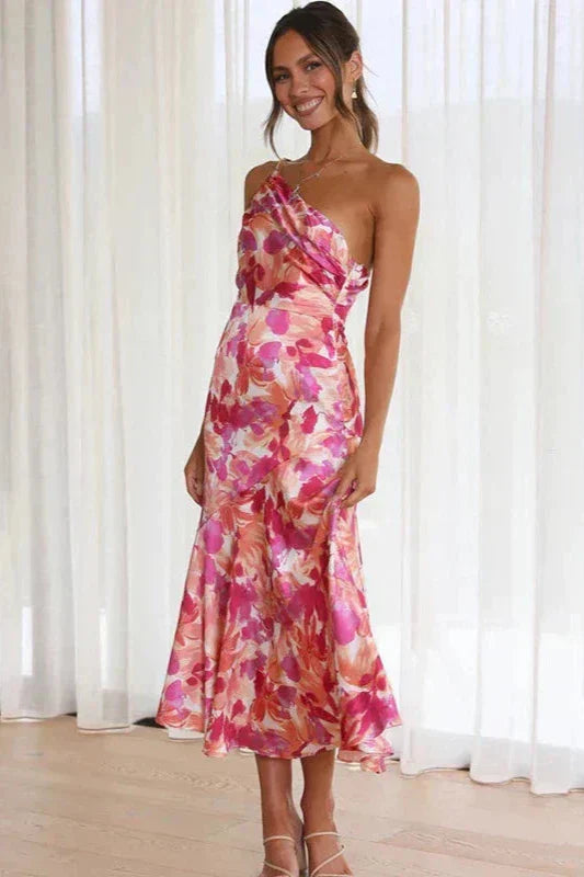 Felisha – Atemberaubendes One-Shoulder-Kleid mit Blumenmuster