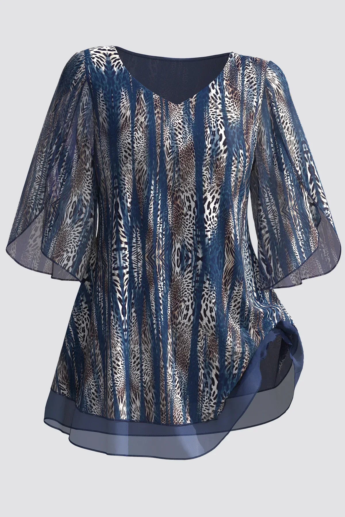 Yunari – Transparente Chiffonbluse mit Animalprint