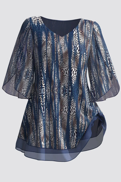 Yunari – Transparente Chiffonbluse mit Animalprint