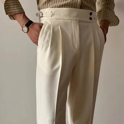 Peter | Elegante Two-Waist Knopfleiste Herrenhose mit hoher Taille