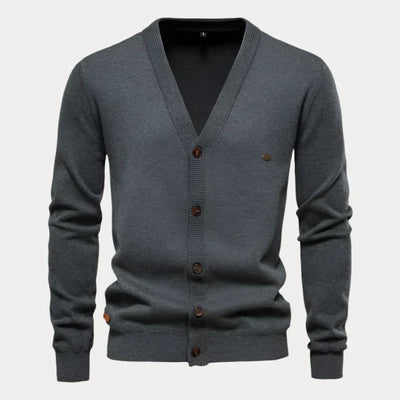 Einfarbiger Button-up Cardigan für Herren