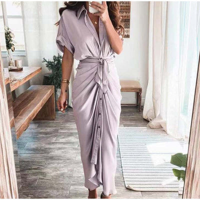Damen Midikleid aus Baumwolle mit figurbetontem Schnitt und Knopfleiste