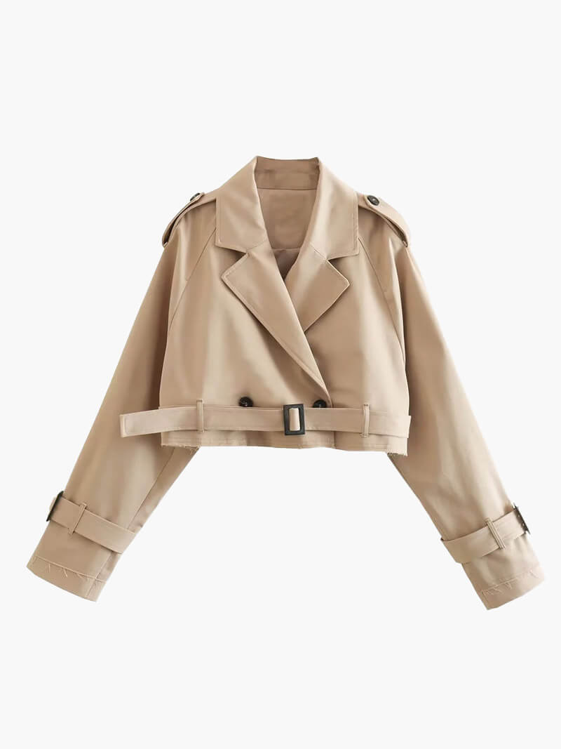 Eleganter Damen Cropped Trenchcoat – Leichter Übergangsjacke im modernen Design