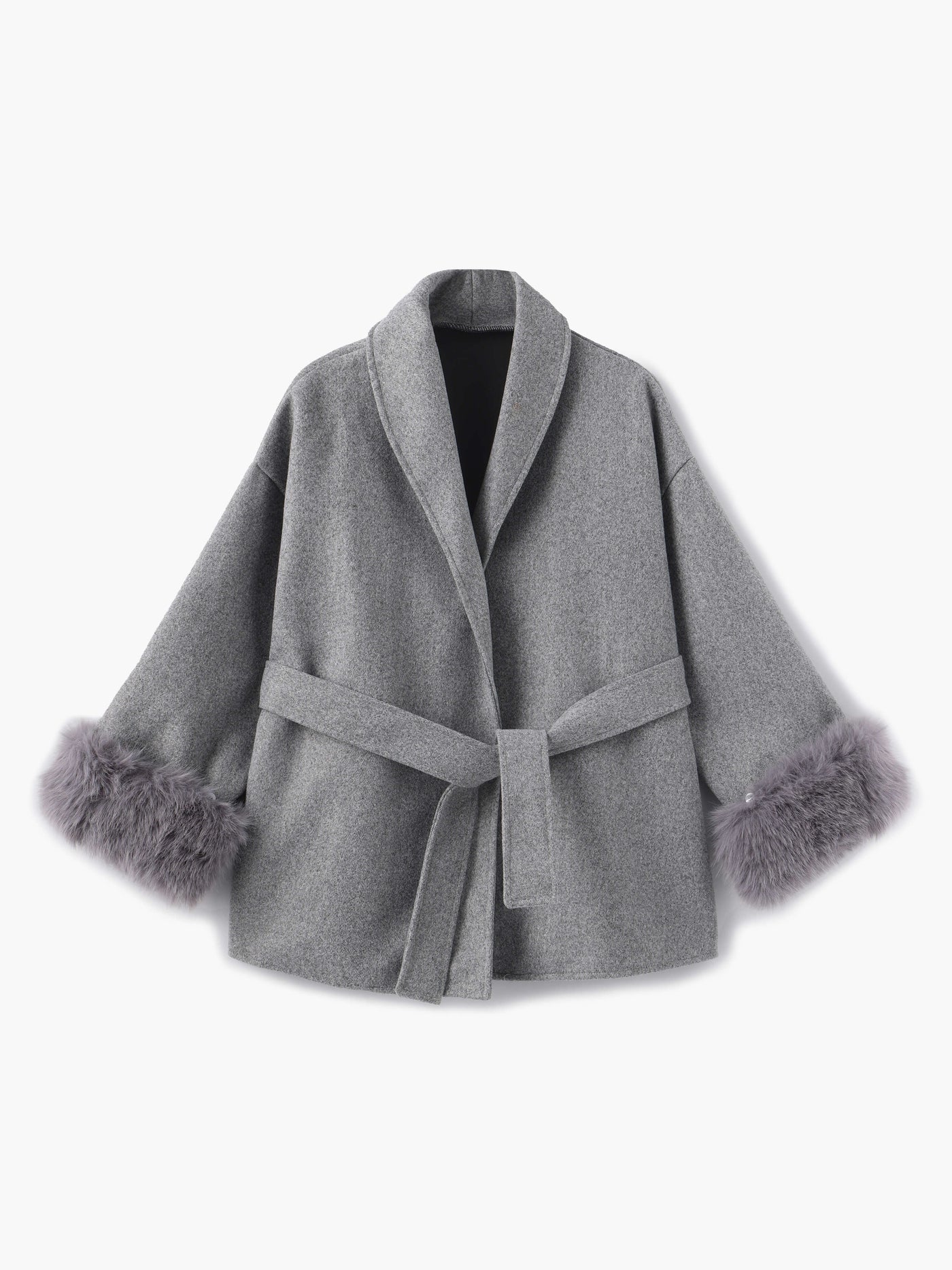 Damen Mantel mit Kunstfellbesatz – Eleganter Winter Kurzmantel