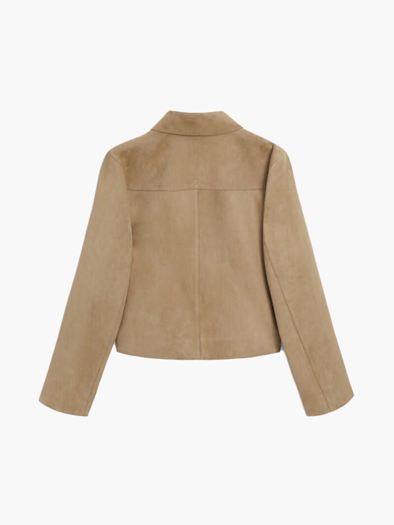 Damen Wildlederjacke – Klassische Kurzjacke mit Taschen